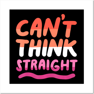 Straight Lesbian Orange Pink LGBTQ Pride Flag Posters and Art